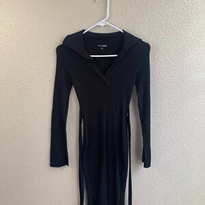 Fashion Nova Women's Bodycon Dress Size Medium Black  Long Sleeve V-Neck